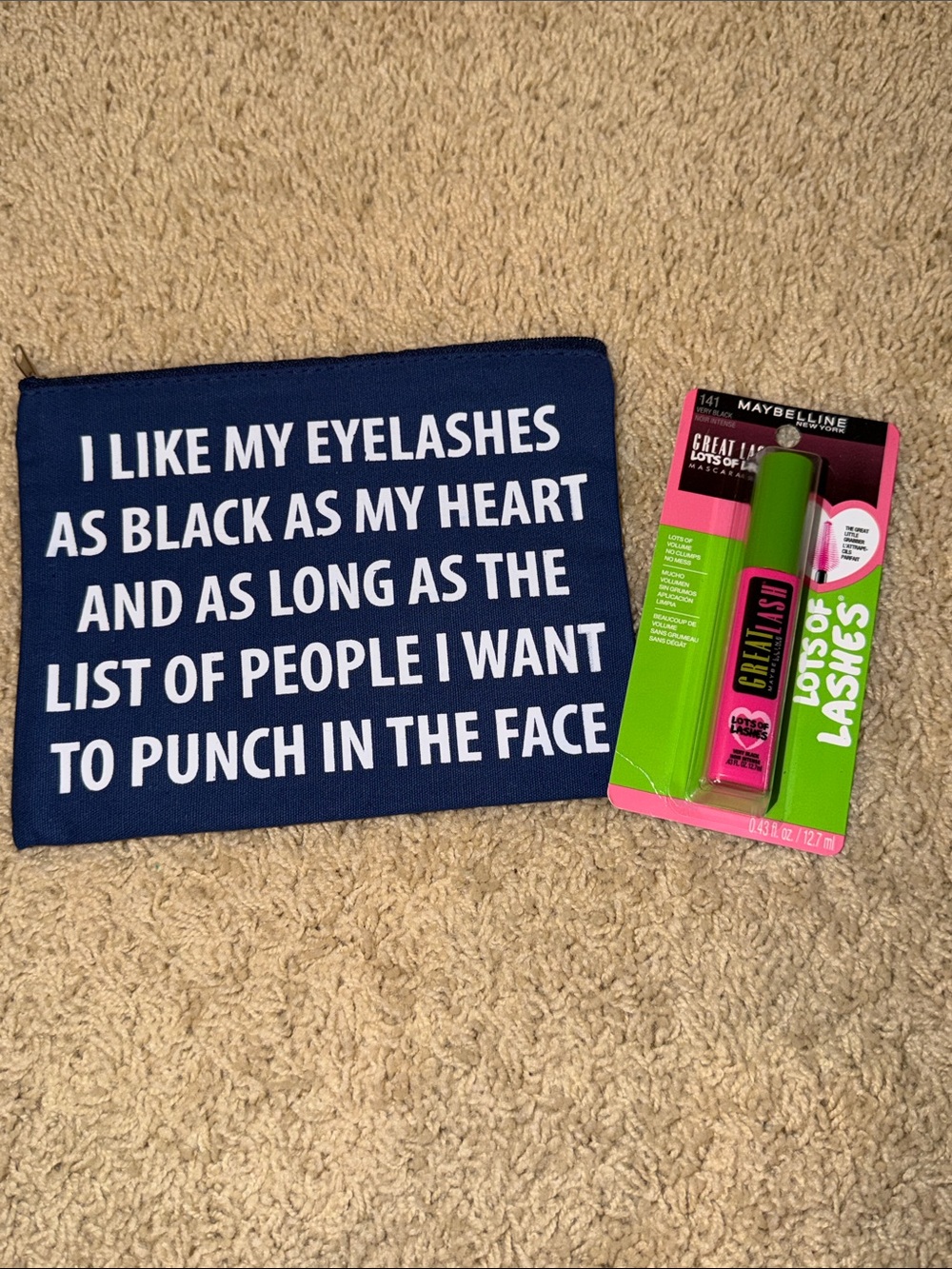 Maybelline Mascara with Navy Statement Makeup Pouch